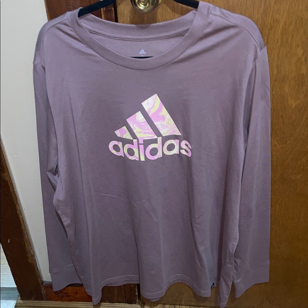 adidas Mauve Long Sleeve Tee with Marble Logo